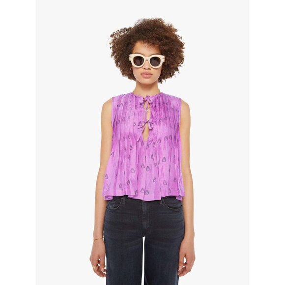 Alix of Bohemia Rhoe Fuchsia Heart Silk Top Pink Boho L - Picture 1 of 15